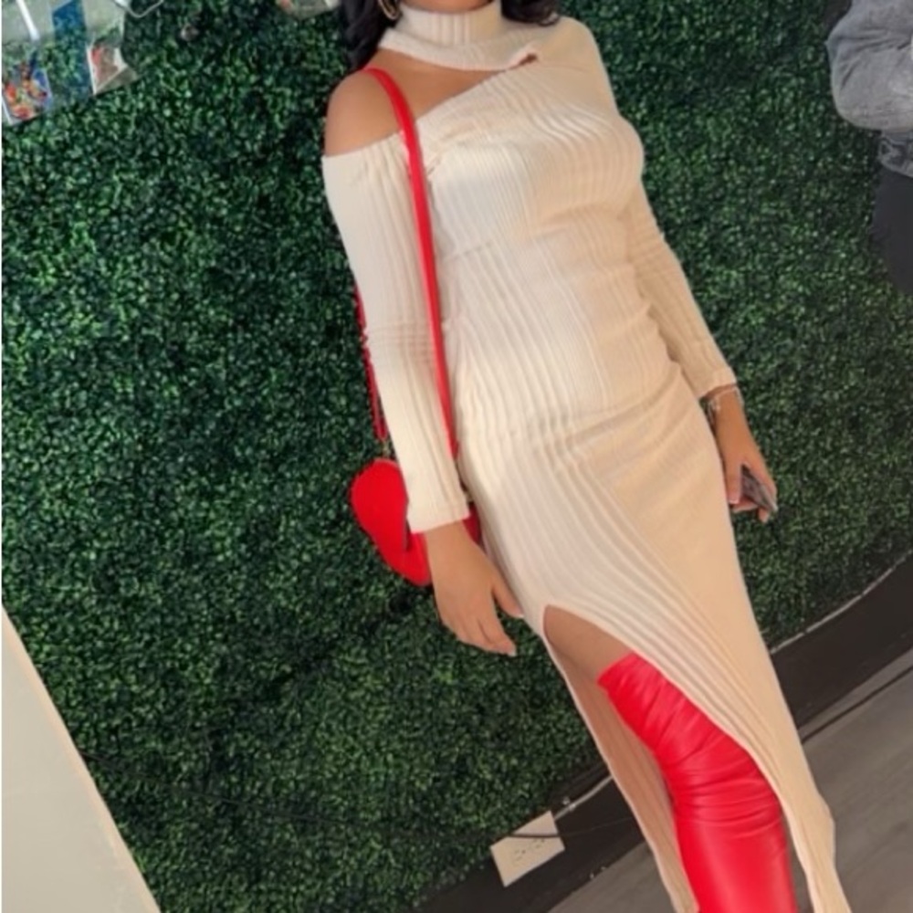 Stylish Cream Off-Shoulder Dress